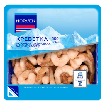 Креветка морожена глазурована чищена (хвости) 500г